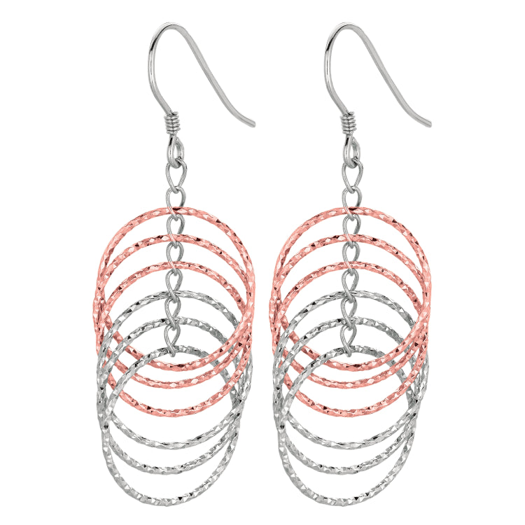 Silver Two-Tone Multi Row Circle Earring