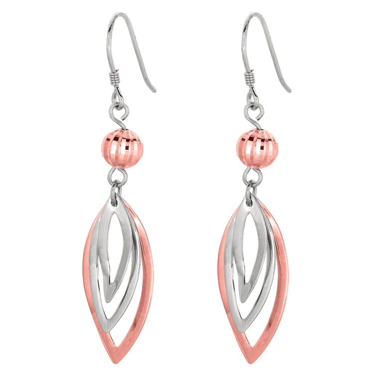 Silver Two-Tone Marquise Dangleearring