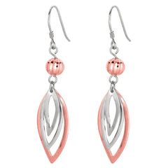 Silver Two-Tone Marquise Dangleearring