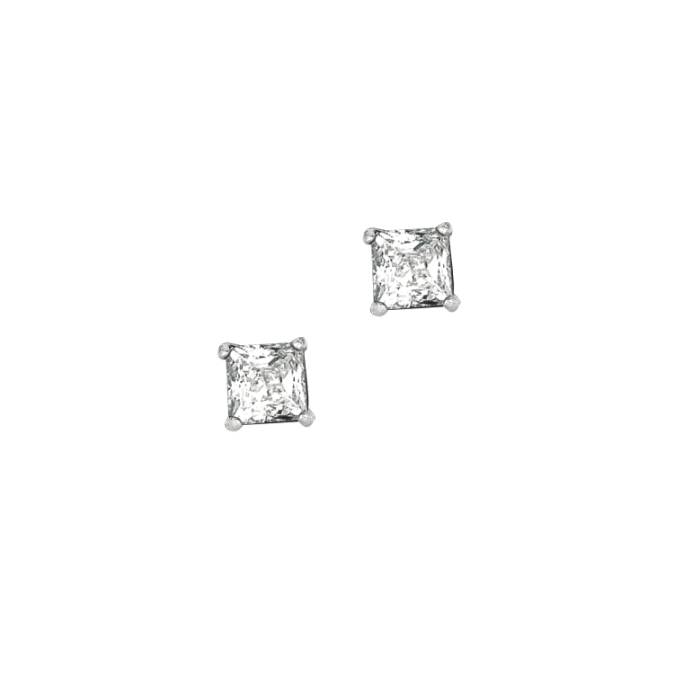 Silver 5Mm Princess Cz Earring