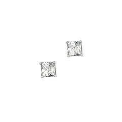 Silver 5Mm Princess Cz Earring