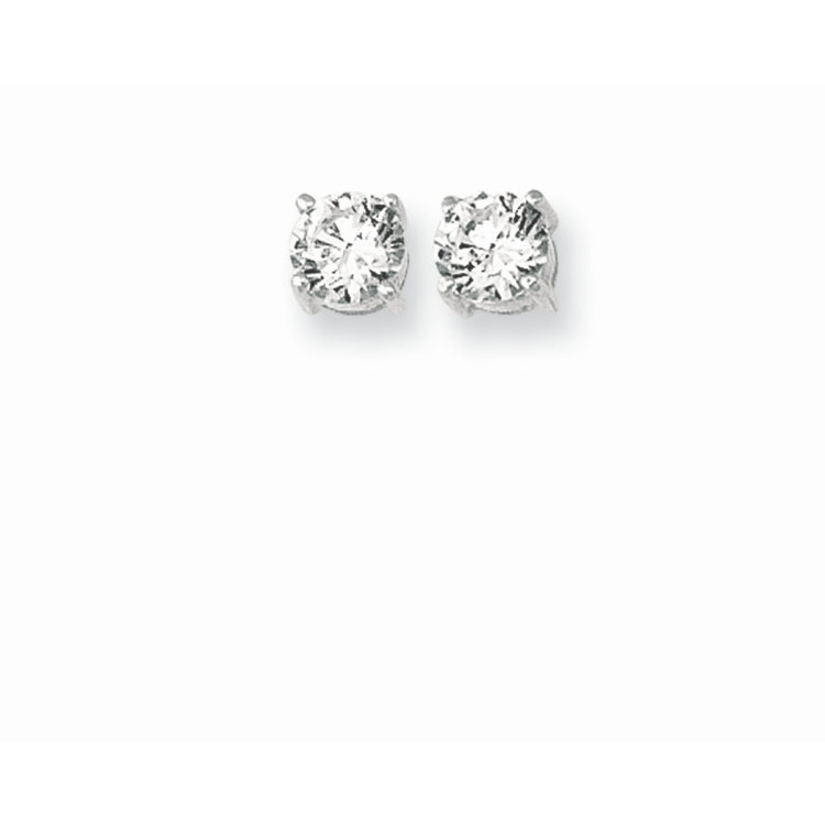 Silver 6Mm Round Cz Earring