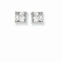 Silver 6Mm Princess Cz Earring