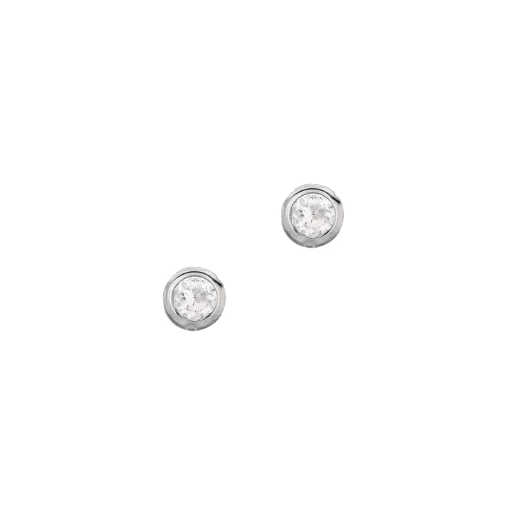 Silver 4Mm Bezel Set Cz Earring