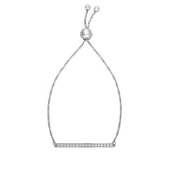Sterling Silver Cz Bar Friendship Bracelet
