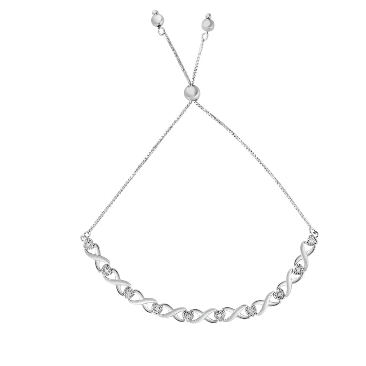 Silver .09 Ct Diamond Friendship Bracelet