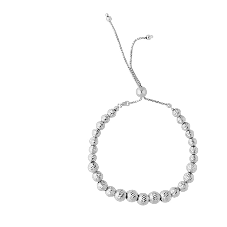 Silver Diamond Cut Bead Friendship Bracelet