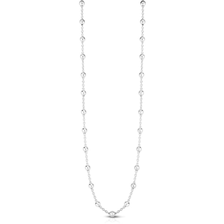 Silver Multi Bead Station Necklace