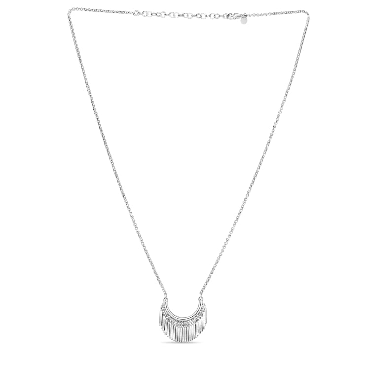 Silver Bead & Bar Fringe Necklace