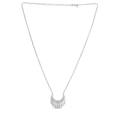 Silver Bead & Bar Fringe Necklace