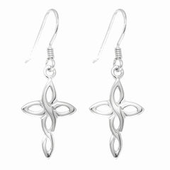  Silver Celtic Cross Drop Earrings