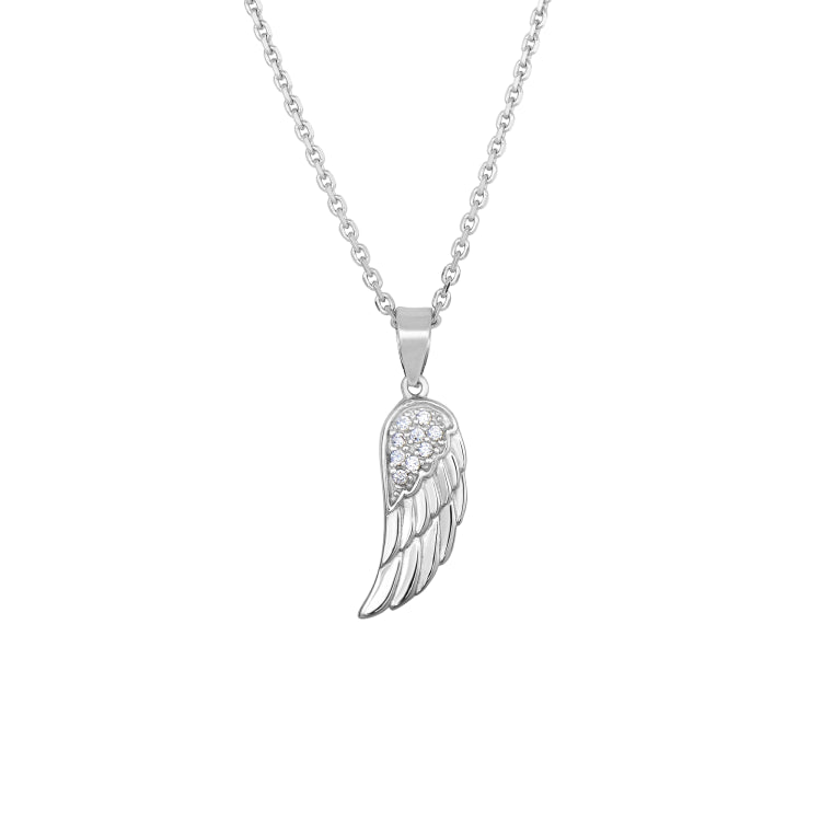 Silver Cz Angel Wing Necklace