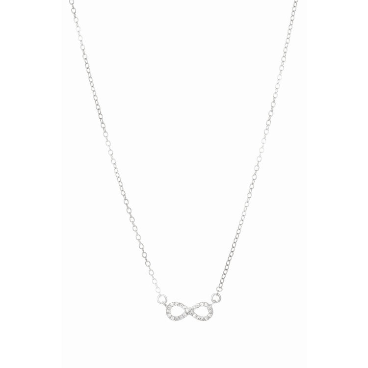 Silver 18" Mini Pave Cz Infinity Necklace