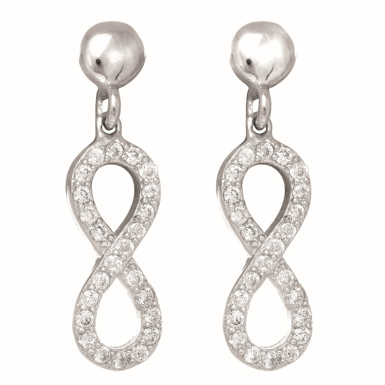 Silver Cz Infinity Drop Earrings