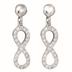 Silver Cz Infinity Drop Earrings
