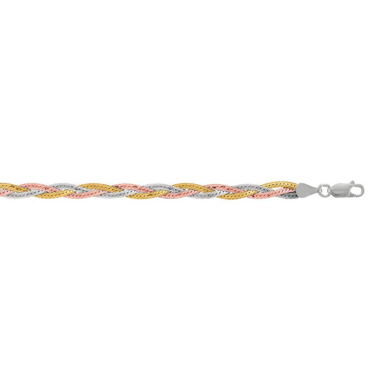 Silver Tri-Color Woven Anklet