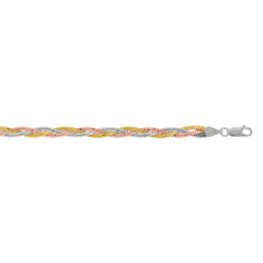 Silver Tri-Color Woven Anklet