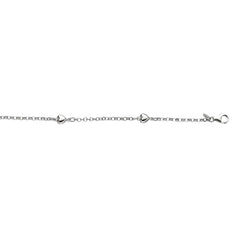 Silver Puffy Heart Station Anklet