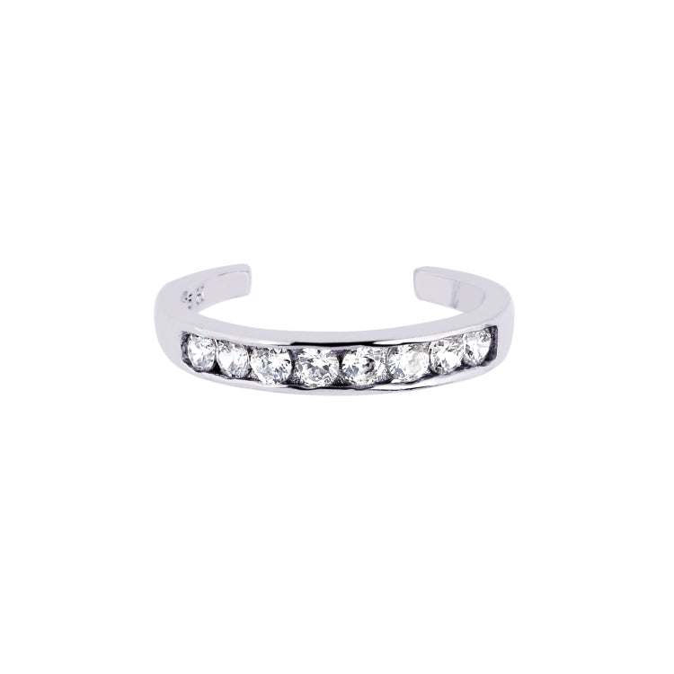 Silver Channel Set Cz Toe Ring