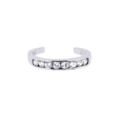 Silver Channel Set Cz Toe Ring