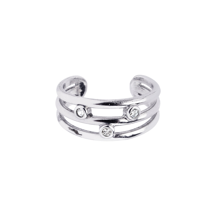 Silver Triple Row Scattered Cz Toe Ring