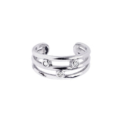 Silver Triple Row Scattered Cz Toe Ring