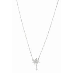 Silver Cz Palm Tree Necklace