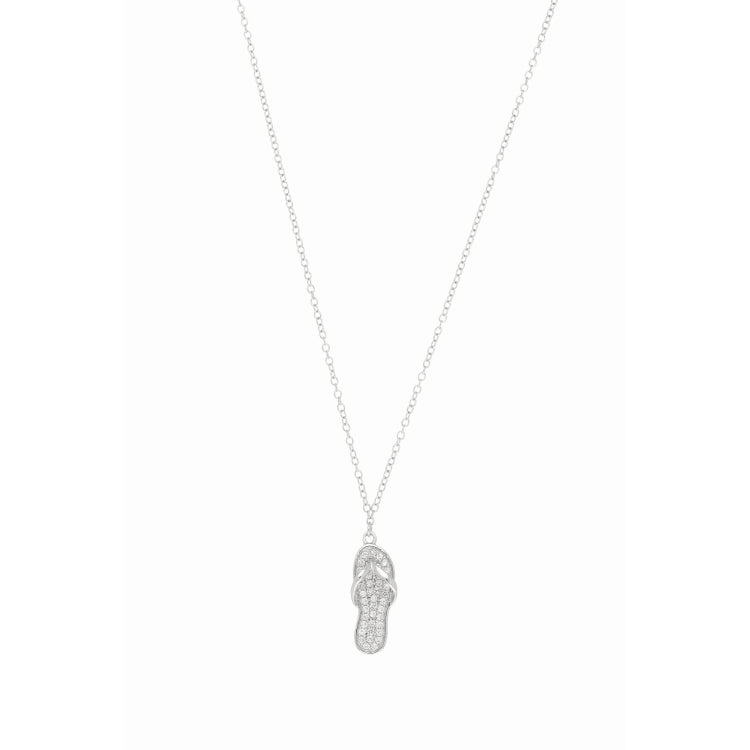 Silver Cz Flip Flop Necklace