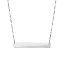 Silver Id Bar With Cz Accent Necklace