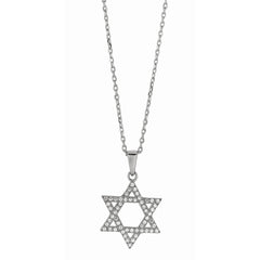 Silver Cz Star Of David Necklace
