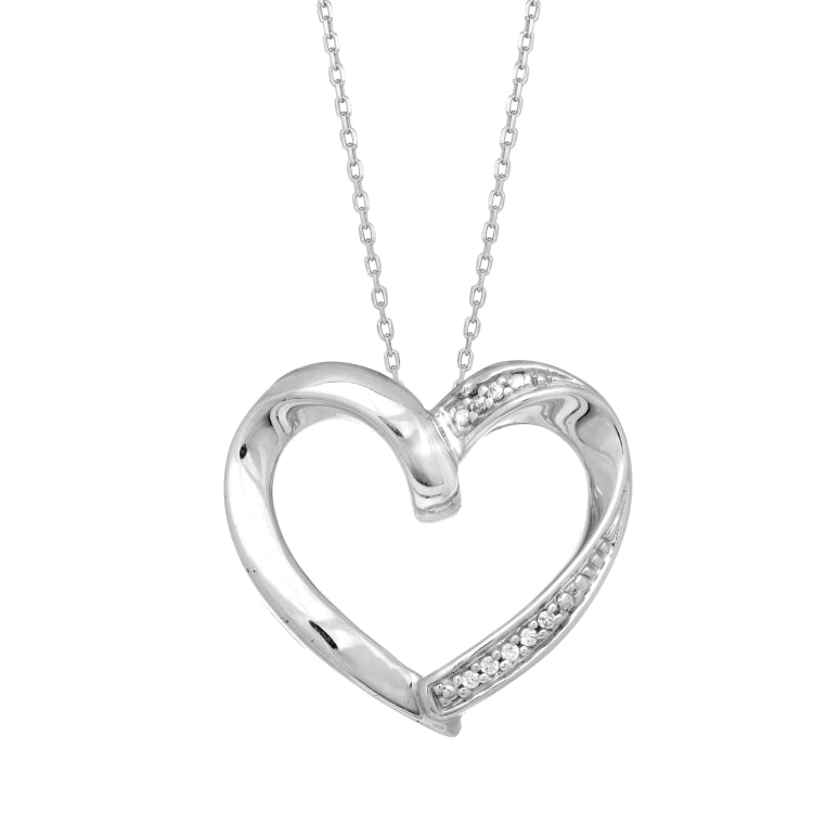 Silver Diamond Accent .03Ct Heart Necklace
