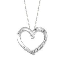 Silver Diamond Accent .03Ct Heart Necklace