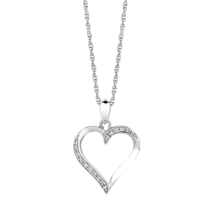 Silver Diamond Accent .05Ct Heart Necklace