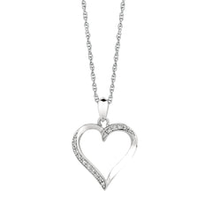 Silver Diamond Accent .05Ct Heart Necklace