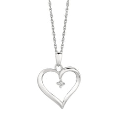 Silver Diamond Accent .04Ct Heart Necklace