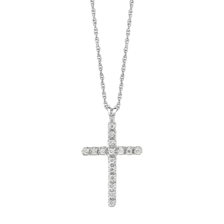 Silver .05Ct Diamond Cross Necklace