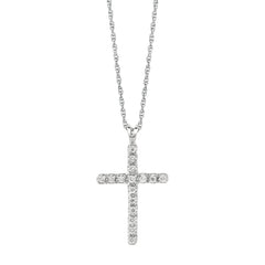 Silver .05Ct Diamond Cross Necklace