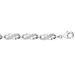 Silver Double Infinity .10Ct Diamond Accent Link Bracelet