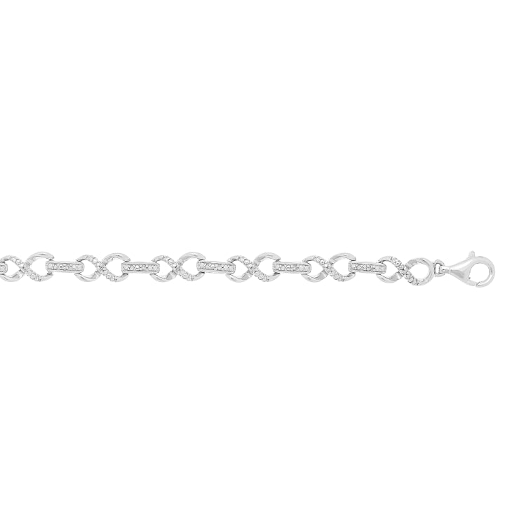 Silver Infinity .10Ct Diamond Accent Link Bracelet