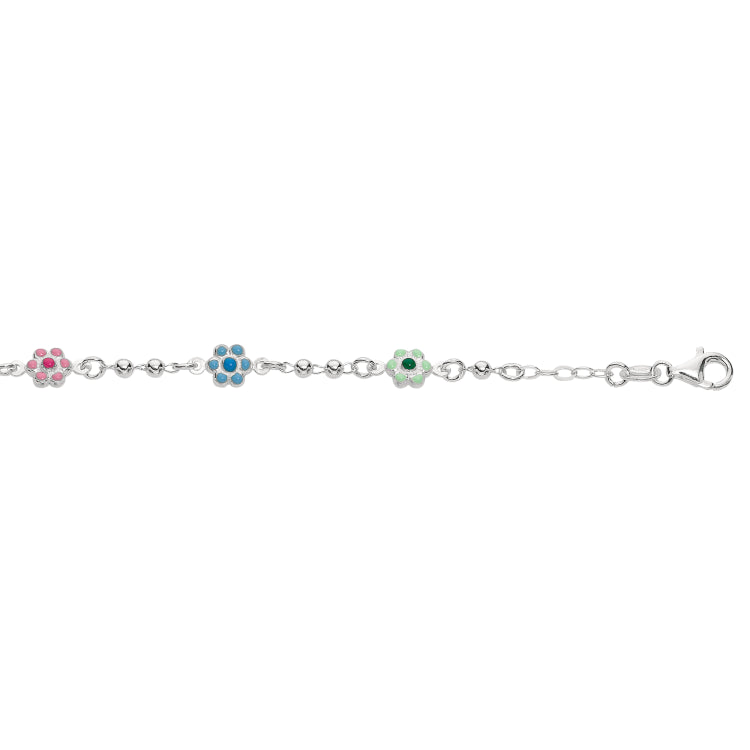 Silver Flower Station Bracelet
