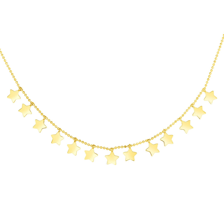 14K Gold Polished Star Dangle Necklace