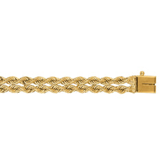 14K Gold 6.2Mm Multi-Row Rope Chain Bracelet