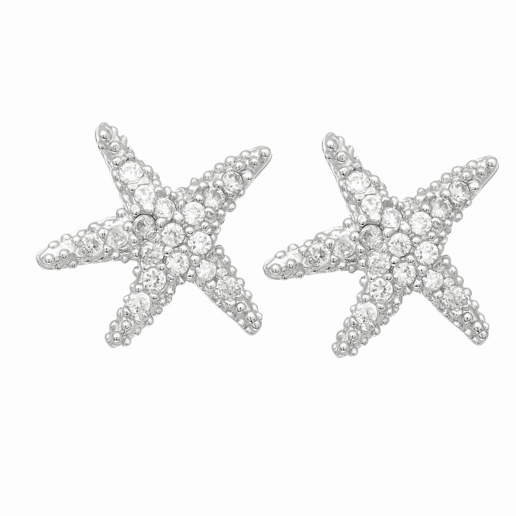 Silver Mini Cz Starfish Stud Earrings