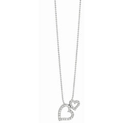 Silver Cz Double Heart Necklace