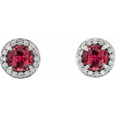 Round 4-Prong Halo-Style Earrings
