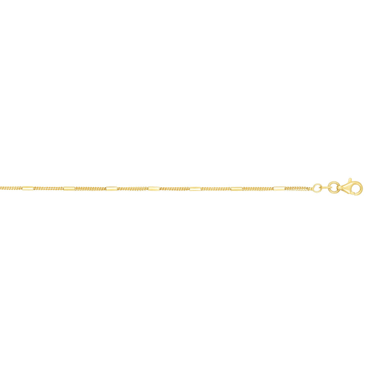 14K Gold 1.3Mm Polished Bar Station Saturn Chain