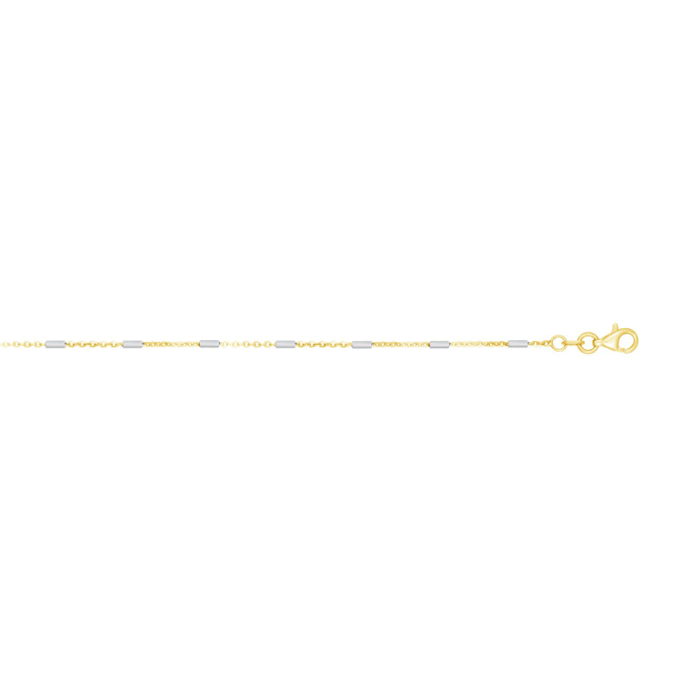 14K Gold 1.4Mm Two-Tone Polished Bar Station Saturn Chain