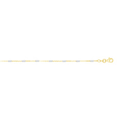 14K Gold 1.4Mm Two-Tone Polished Bar Station Saturn Chain