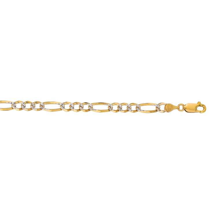 14K Gold 4.75Mm White Pave Figaro Chain