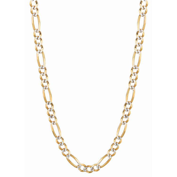 14K Gold 5.8Mm White Pave Figaro Chain
